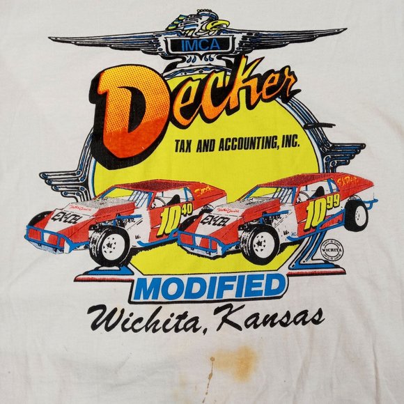 Vintage Modified Race Car Mod Class IMCA XL TShirt Grungy Wichita Kansas KS - Picture 1 of 10